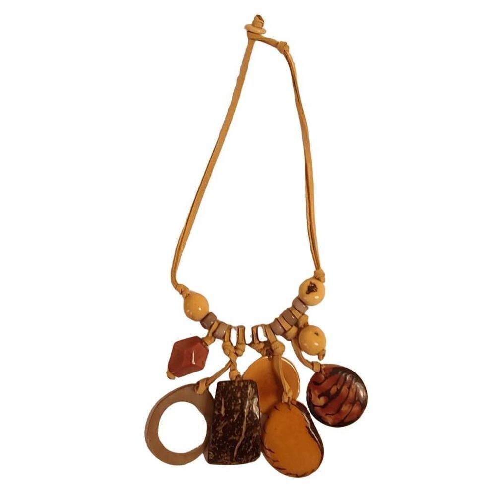 Fashion Jewelry Womens Suede Leather Strand Multi Charms Statement Boho Necklace